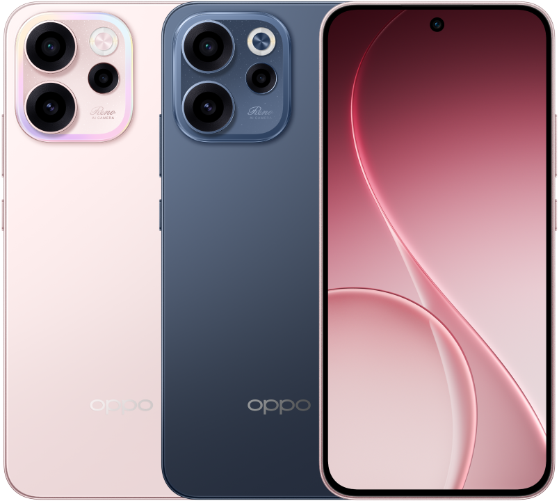 Oppo Reno 15C 5G back front (Pink, Blue)