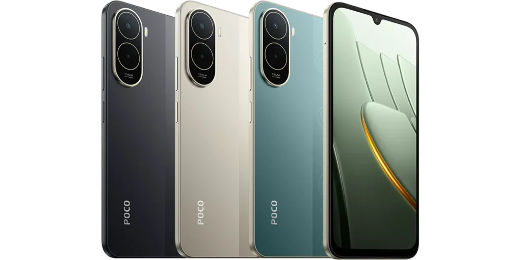 POCO C81 Pro back front, black,gold,green 